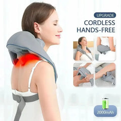Masajeador Inalámbrico para Cuello y Espalda – Masaje Relajante con Calor y 3 Niveles de Intensidad