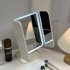 Espejo Tocador LED Triple 360° con 112 LED Profesionales – Iluminación Sin Sombras y Espejos de Aumento 1X, 2X, y 3X