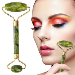 Rodillo de Jade Natural para Masaje Facial con Tablero Gua Sha – Relajación, Drenaje Linfático y Cuidado de la Piel