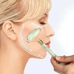 Rodillo de Jade Natural para Masaje Facial con Tablero Gua Sha – Relajación, Drenaje Linfático y Cuidado de la Piel